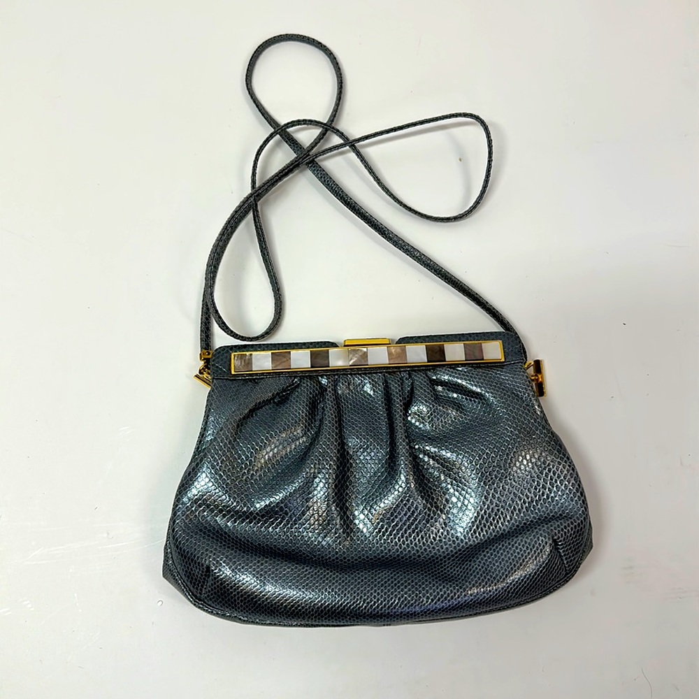 Judith Leiber Bag - pewter color with gemstones, very good condition